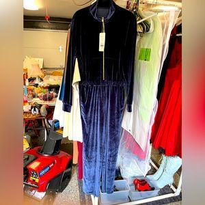 NWT Fabletics navy velour jumpsuit